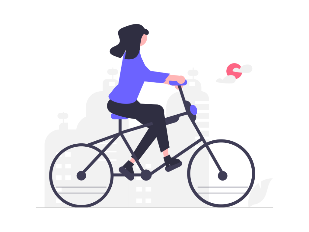 自転車に乗っている女性のイラスト