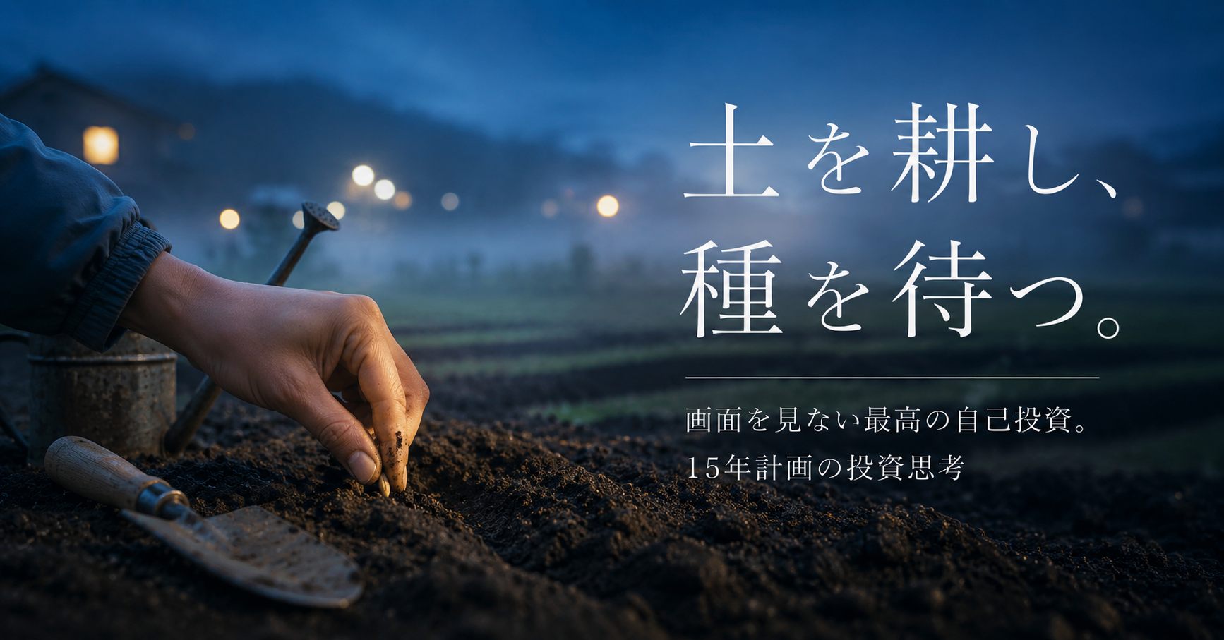貸し農園で、豊かな土壌に新しい種を植える手元のクローズアップ。