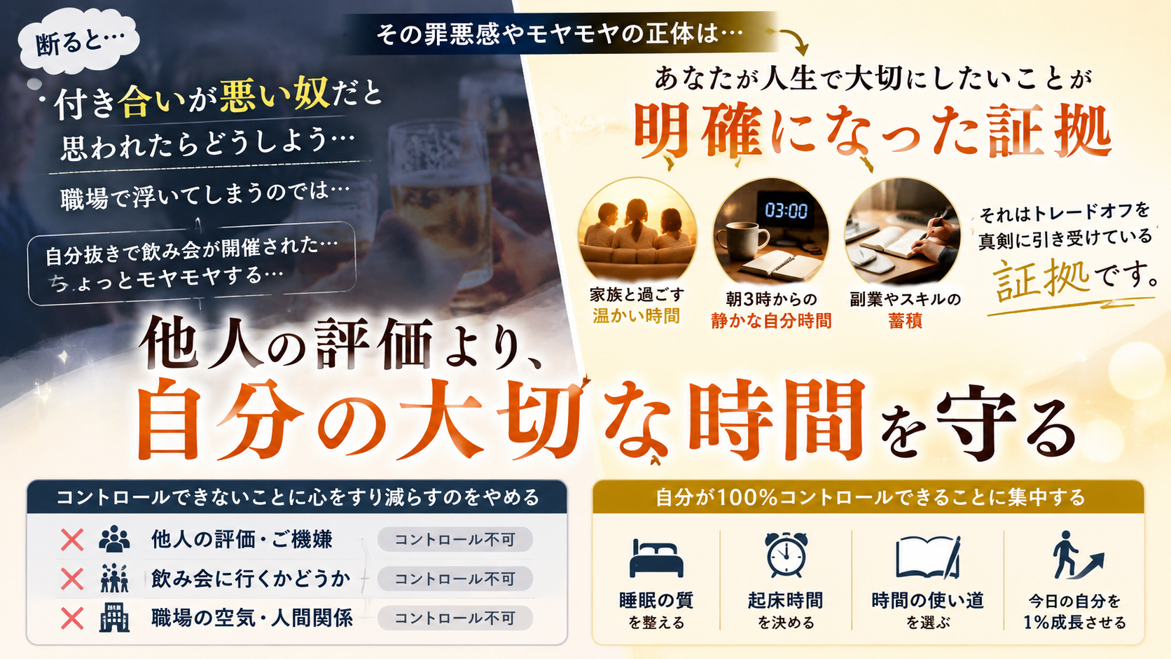 職場の飲み会を断る罪悪感の正体を理解し自分の時間を守る思考法を解説するアイキャッチ画像
