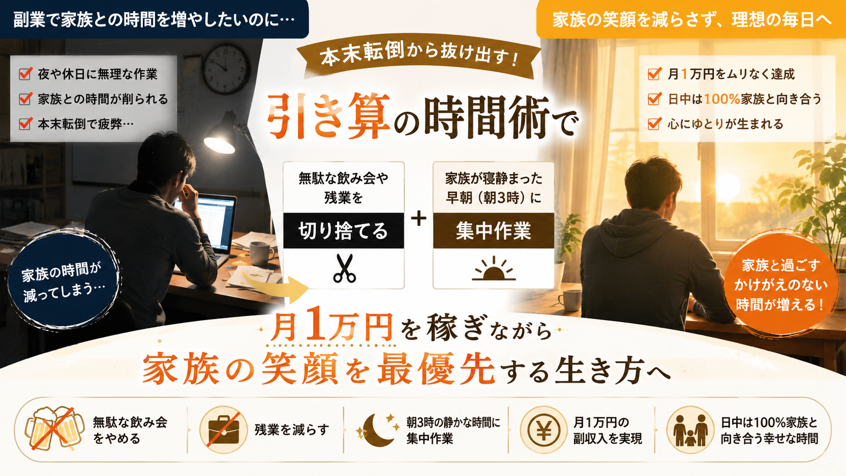 副業と家族との時間を両立するための引き算の時間術