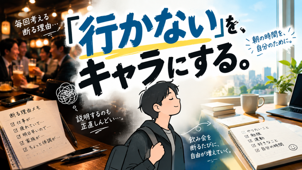飲み会に行かないキャラを確立し誘われても断る理由を毎回説明せずに済む会社員のアイキャッチ画像