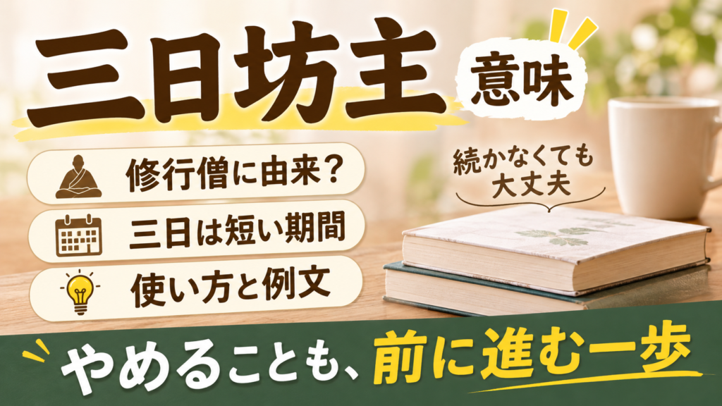三日坊主の意味と由来、使い方を整理し、続かなかった経験を活かす考え方をまとめた図解